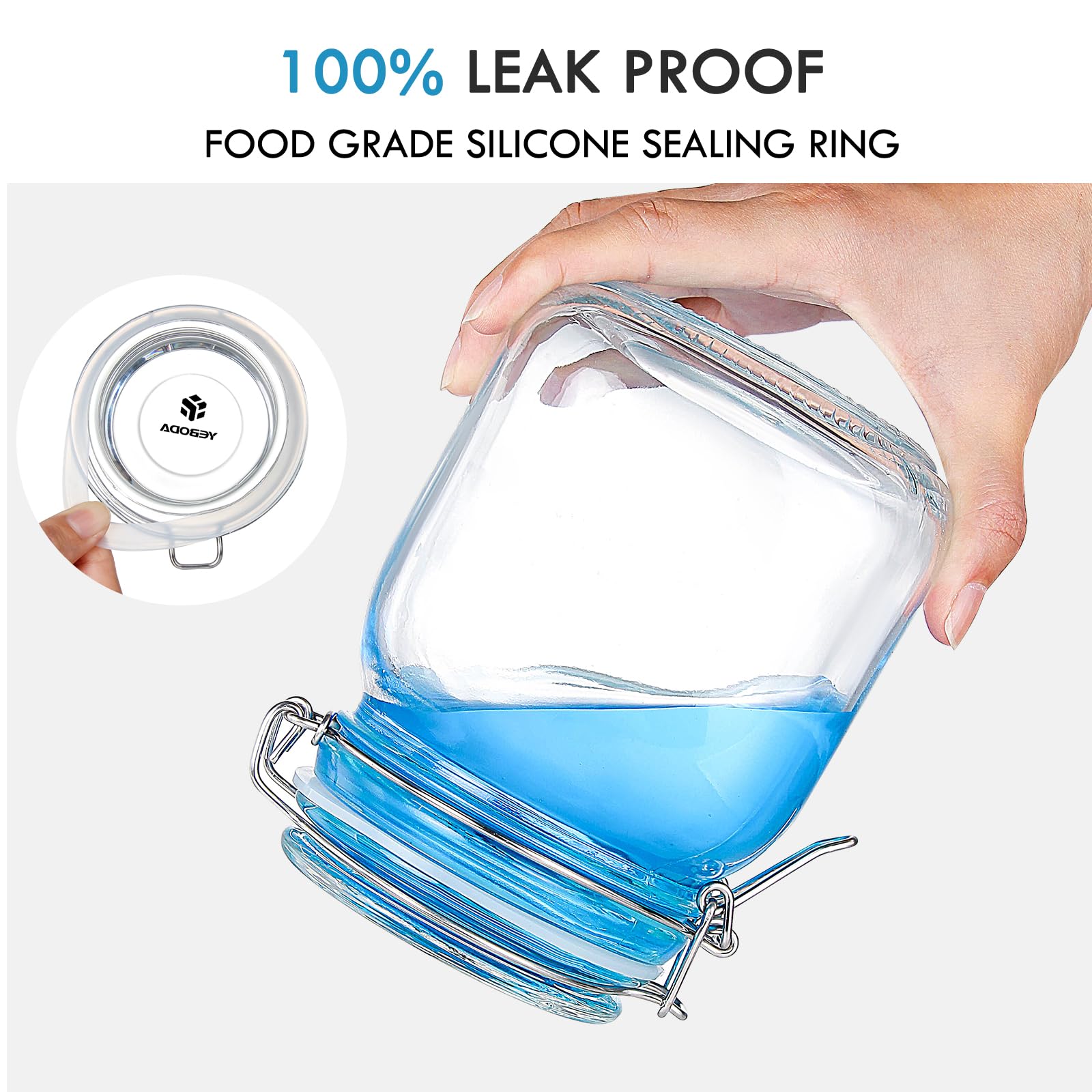 Yeboda 32Oz Food Storage Canister Glass Jars With Clamp Airtight Lids And Silicone Gaskets For Multi-Purpose Kitchen Containers